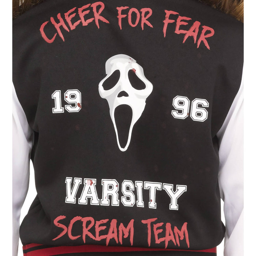 Black varsity jacket with &