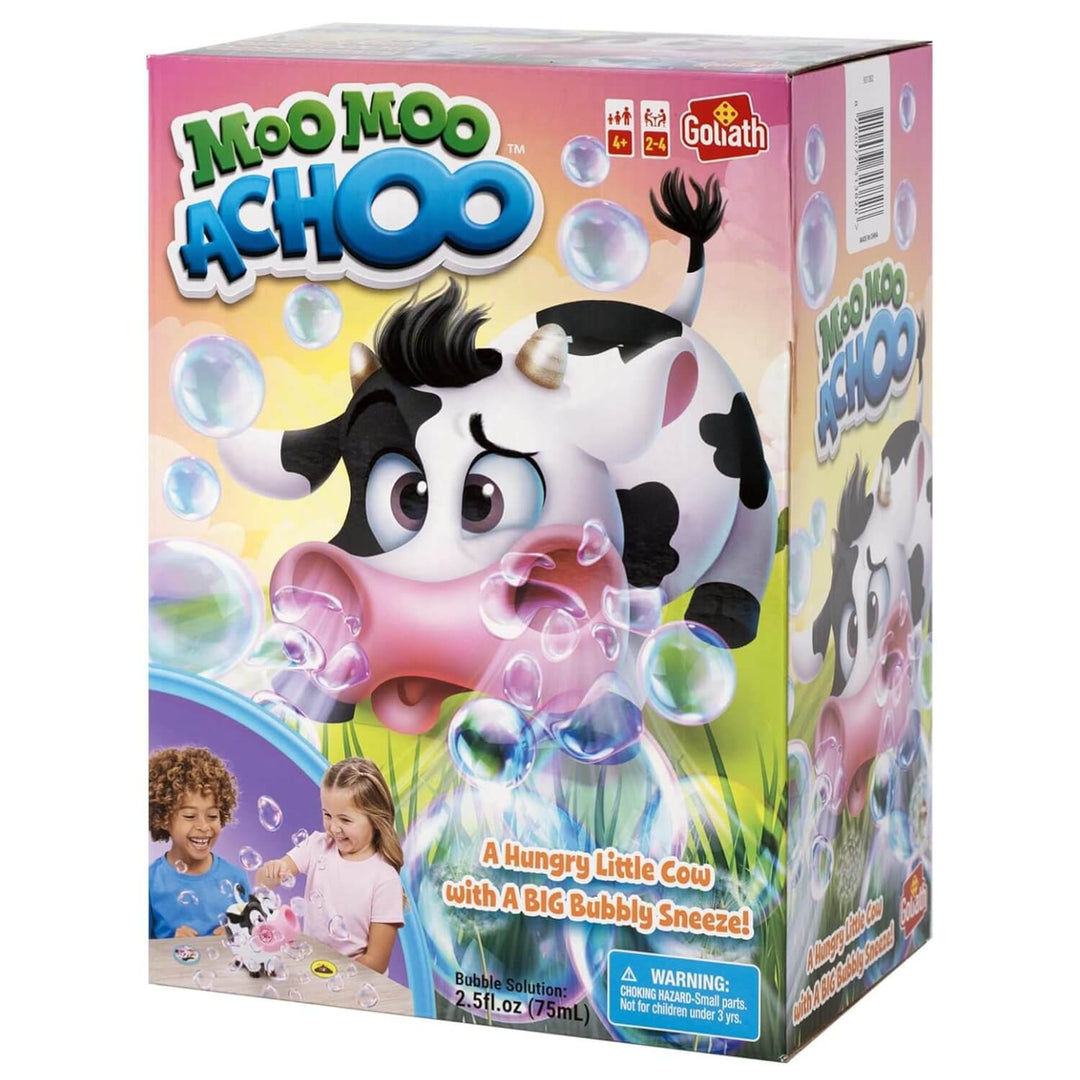 Box packaging for the family game of Moo Moo Achoo 