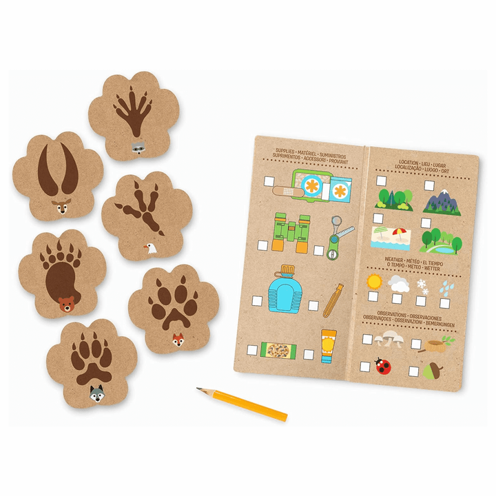 activity card with animal track guide to spot different types of animals in the wild