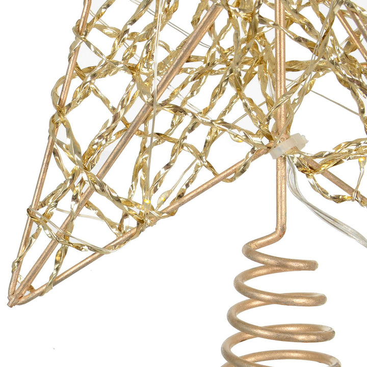Mr Crimbo Gold Metal Star Light Up Christmas Tree Topper Warm White