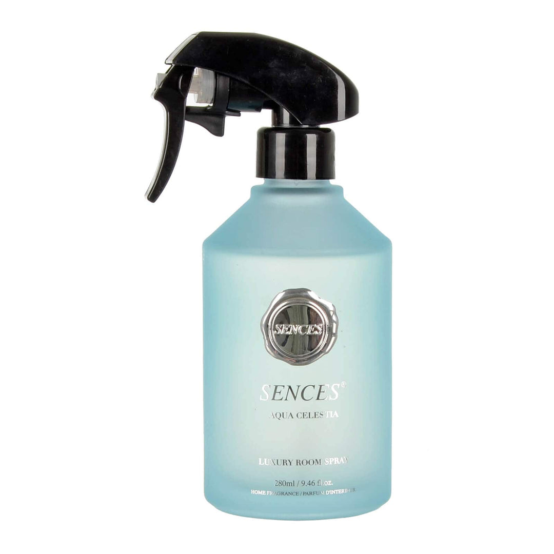 Sences Aqua Celestia scented room spray in light blue coloured glass bottle