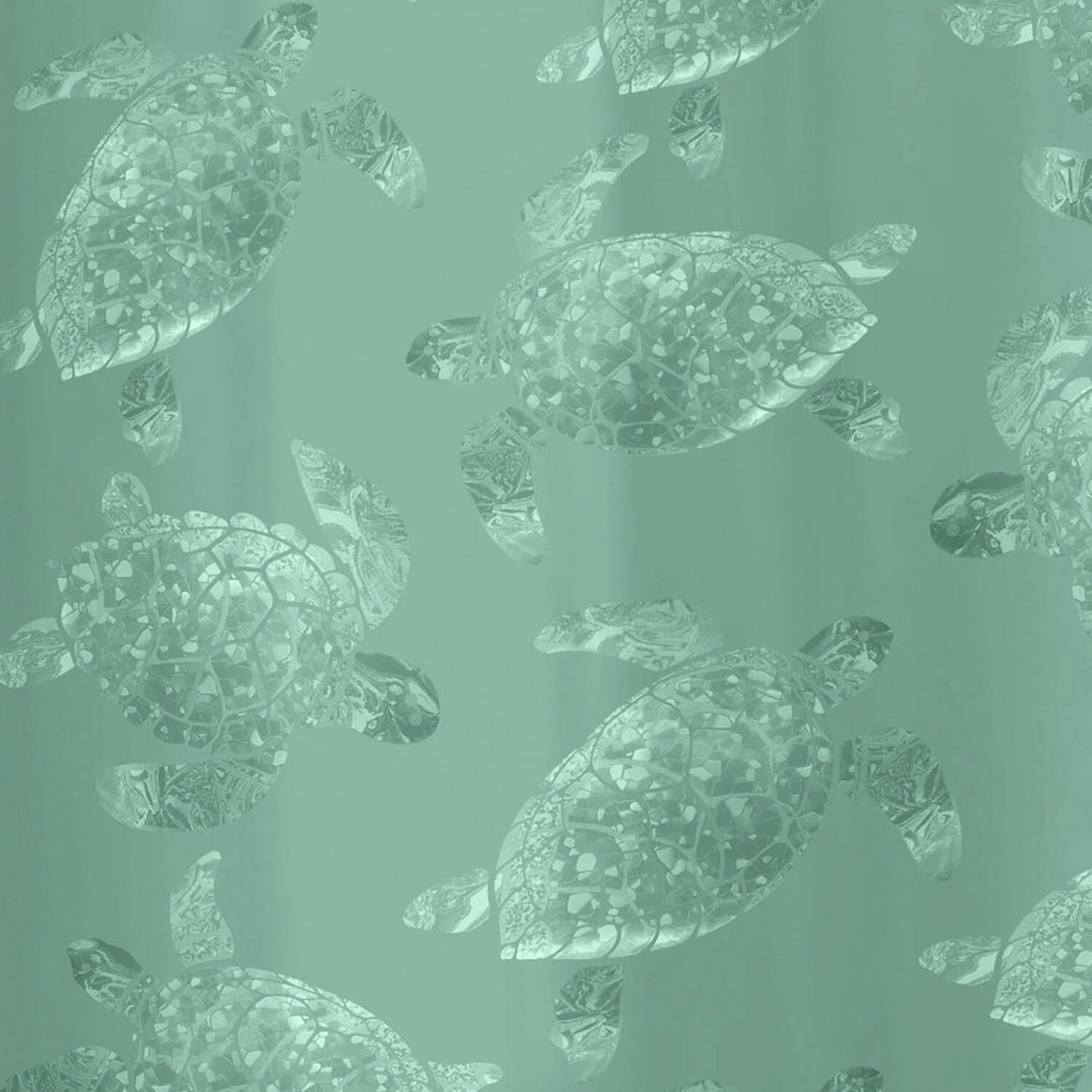 Sea Turtle Shower Curtain with Rings Light Catching Design 180x180cm