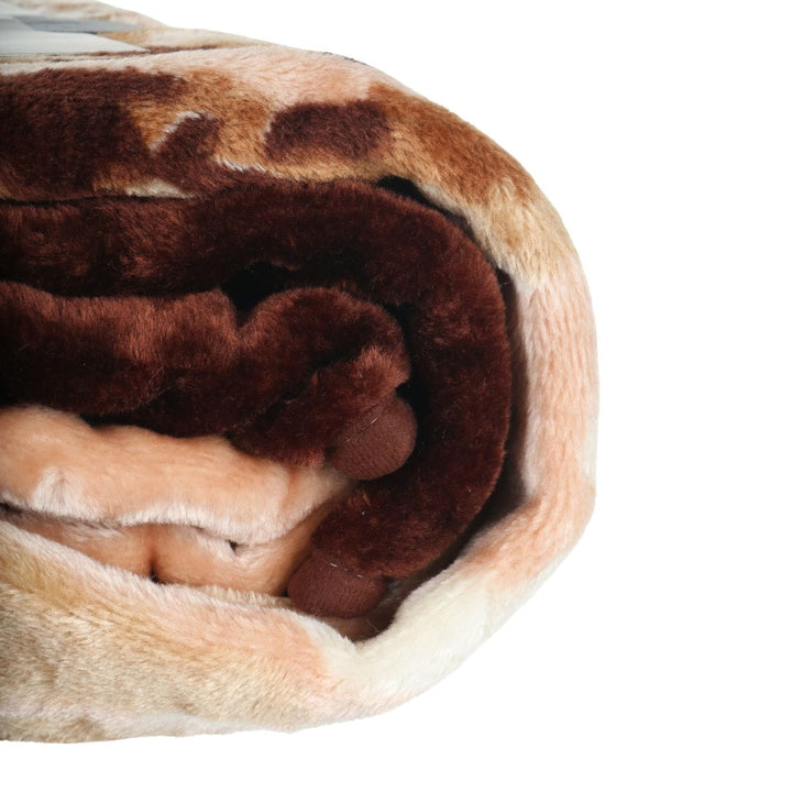 close up of blanket side view folded with cosy soft plush material