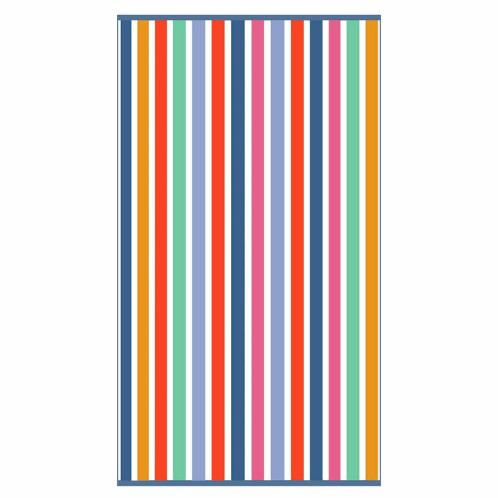 Multicoloured stripes on a large beach towel