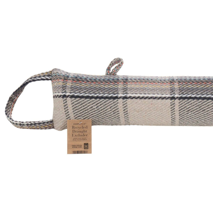 draught excluder with check pattern and hanging loops 
