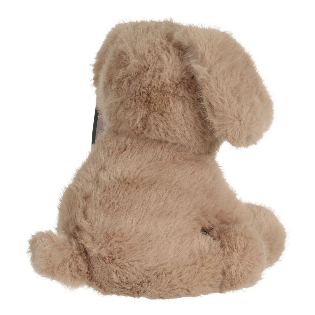 back view of dog door stop with cute fluffy finish in golden sandy brown colour