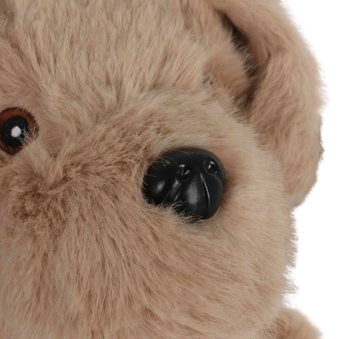 close up of plastic 3d nose on dog door stop in black solid colour on white background