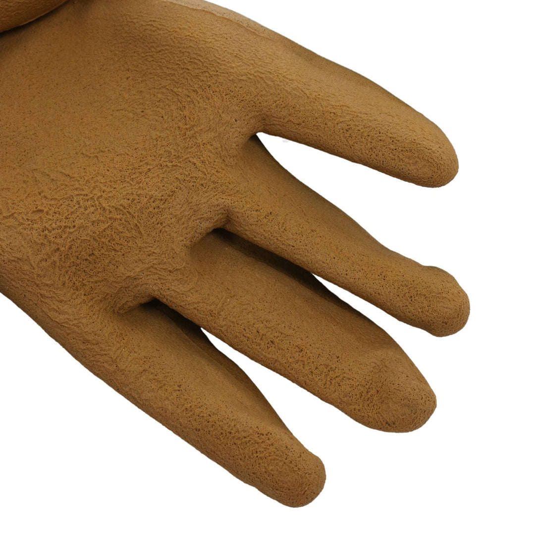 close up of rubber grip palm on gardening gloves