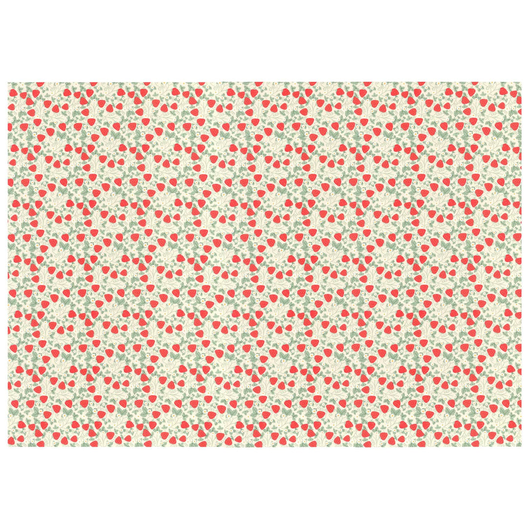 Patterned paper with red hearts on a light green background