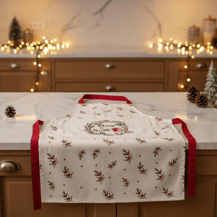 Christmas Apron Festive Dinner Cook Bake Adjustable Neck