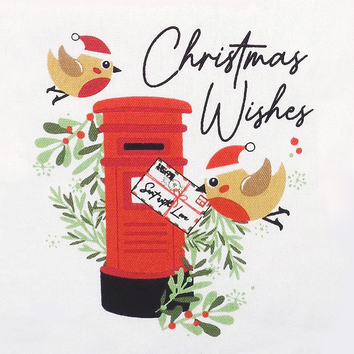 Christmas wishes post box with 2robins and mistletoe