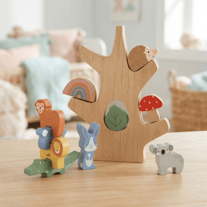 Fisher-Price Wooden Balance Tree Shape Stacking Toy 10 Pieces