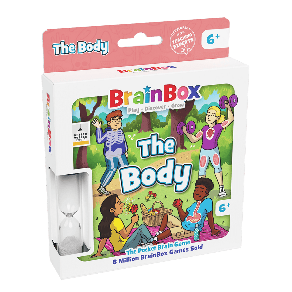 BrainBox educational game packaging titled 'The Body' on a white background