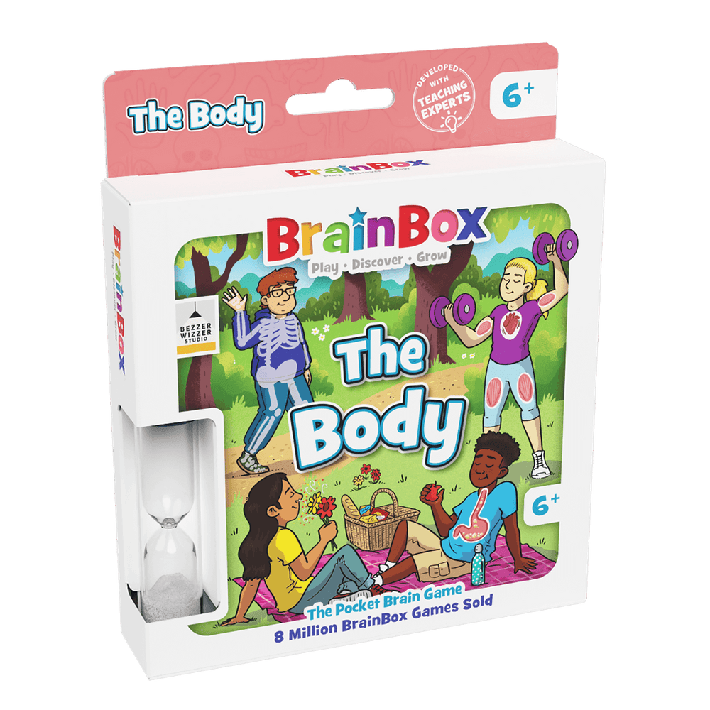 BrainBox educational game packaging titled 'The Body' on a white background