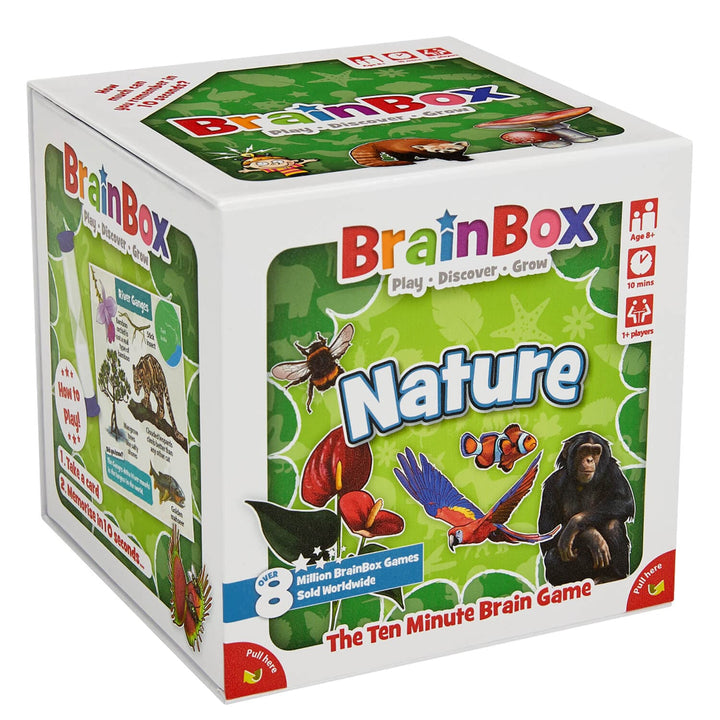 BrainBox ten minute brain game Nature educational game box on a white background
