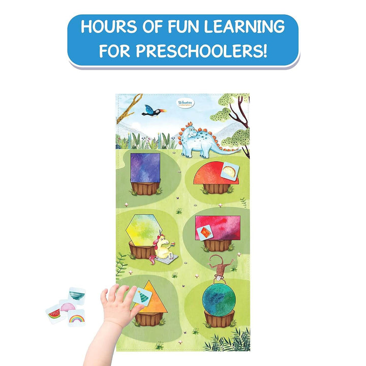 Hours of fun learning with a shape matching cloth play mat
