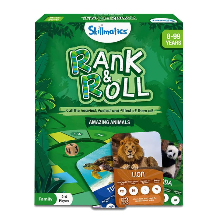 Box of Rand & Roll Amazing Animals board game with trump cards