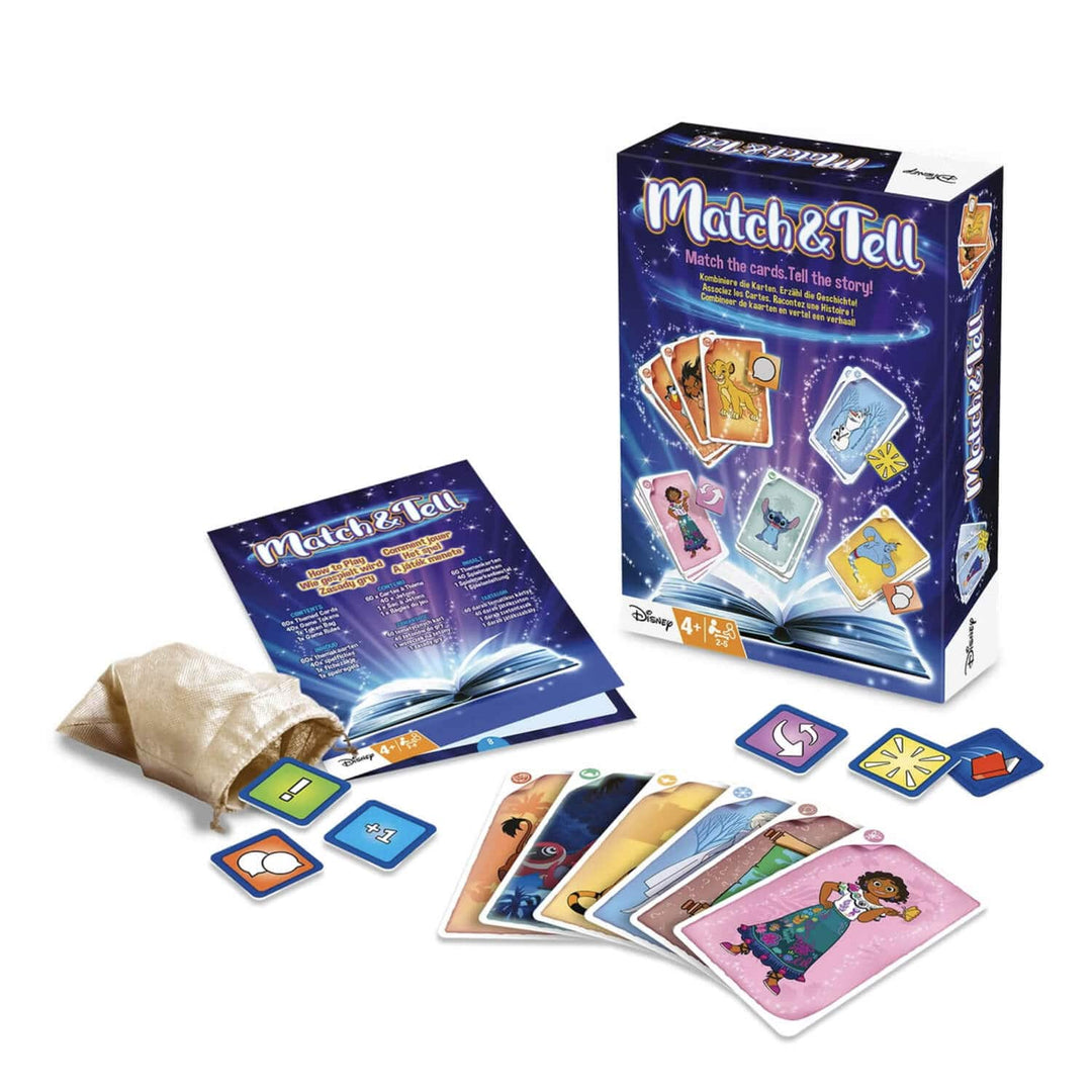 Contents of the box of Match & Tell card game with Disney films theme