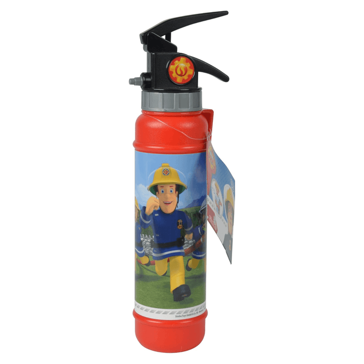 fireman sam water sprayer fire extuingisher bottle in red with fireman sam and team graphic on the front