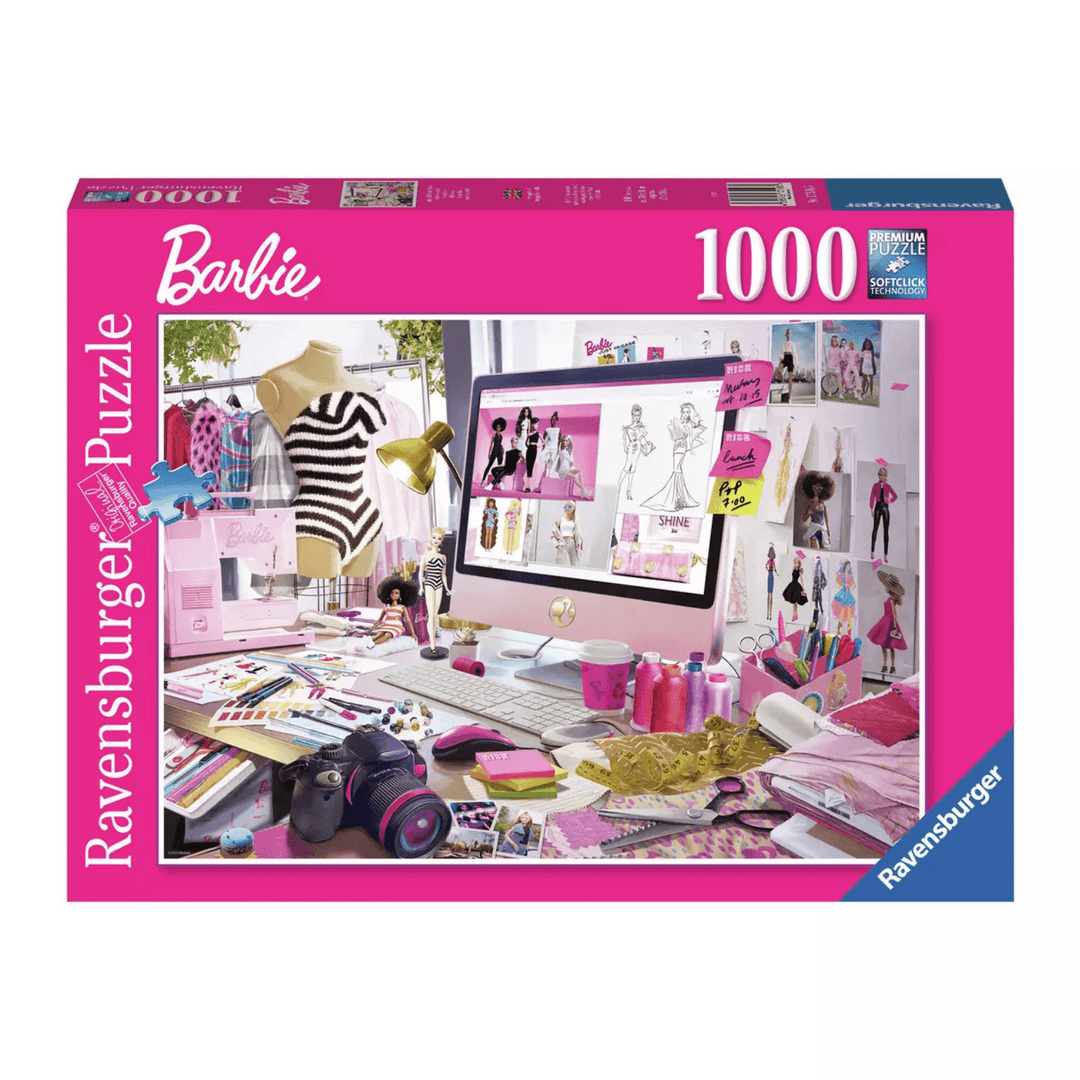 barbie ravensburger puzzle 1000 pieces featuring fashion design desk image