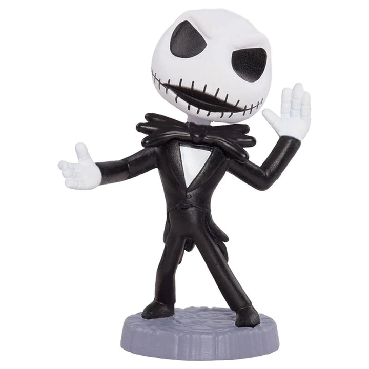 A Jack Skellington bobblehead figure from The Nightmare Before Christmas, standing on a gray base against a white background.