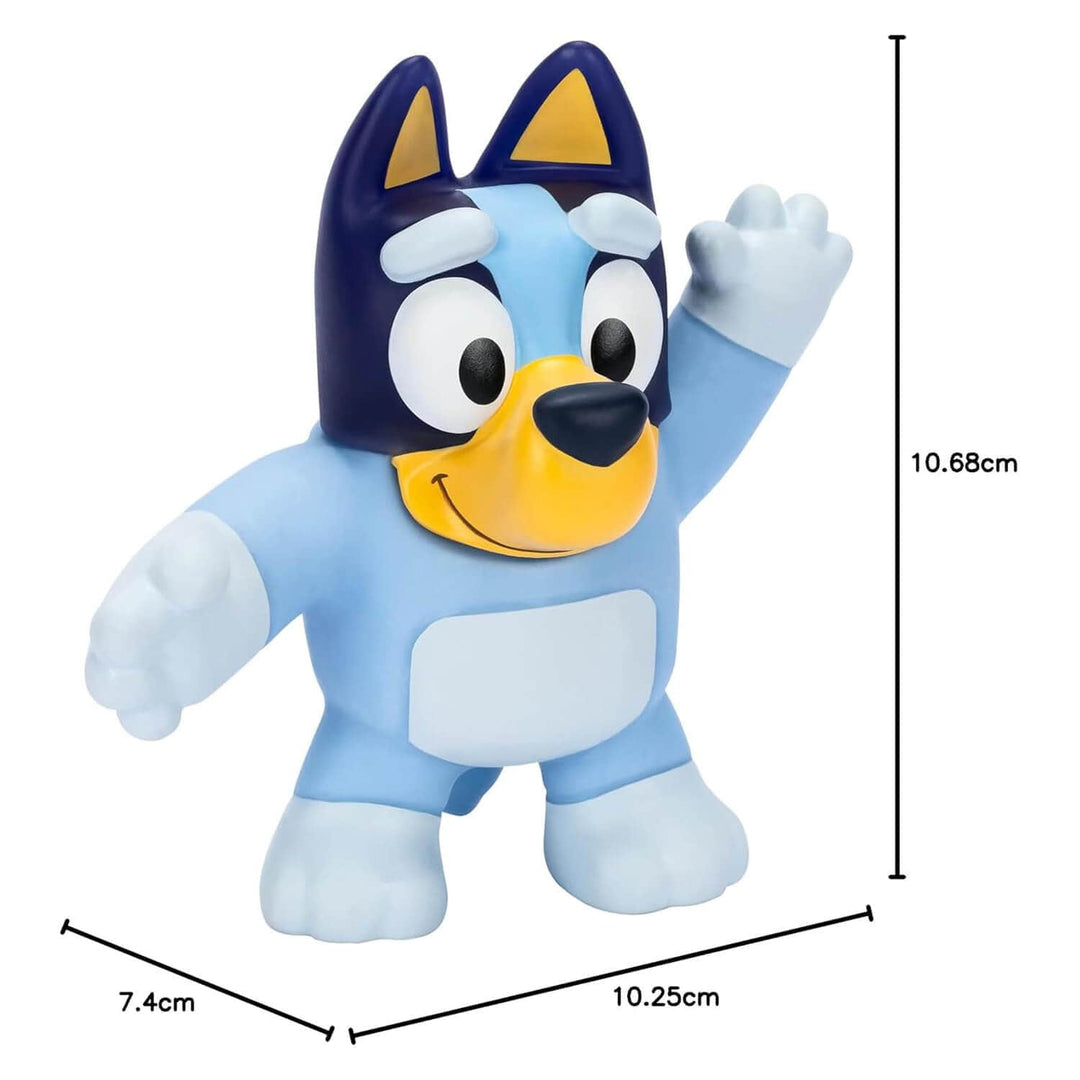 Bluey cartoon character action figure with measurements