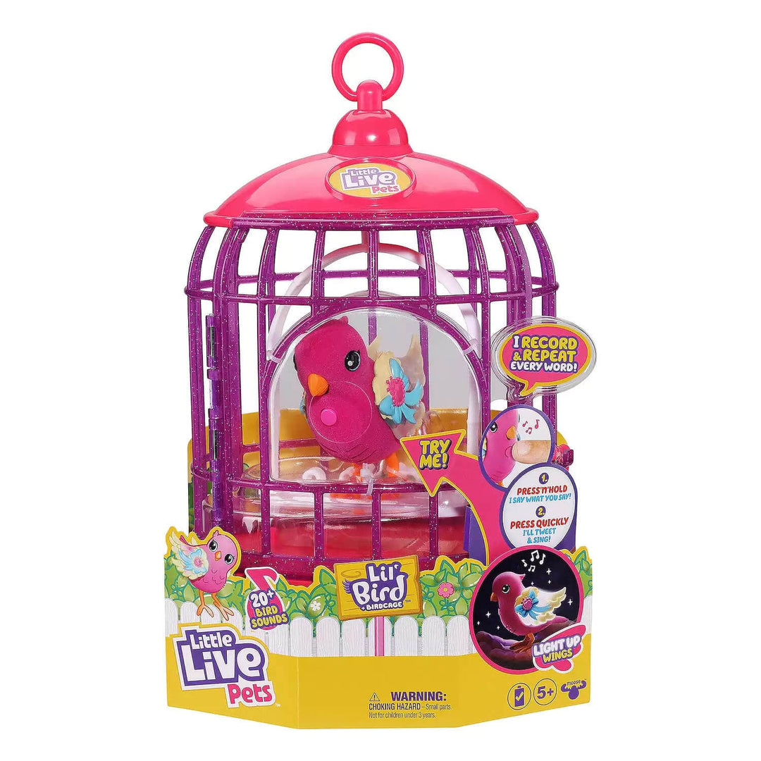 Little Live Pets bird in a cage in packaging
