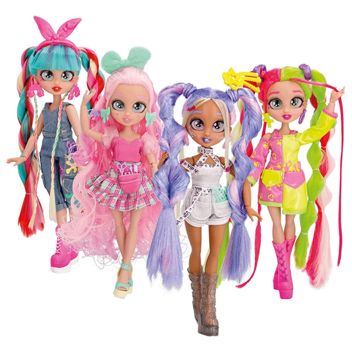 4 VIP Hair Academy fashion dolls with extra long hair for styling