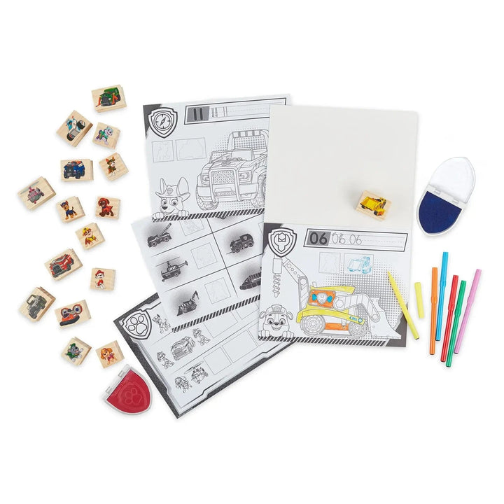 Contents of a 25 piece PAW Patrol stamp set