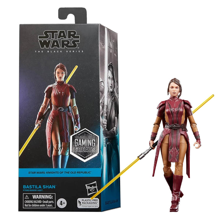 Star Wars Bastila Shan action figure with packaging featuring the 'Gaming Greats' label.