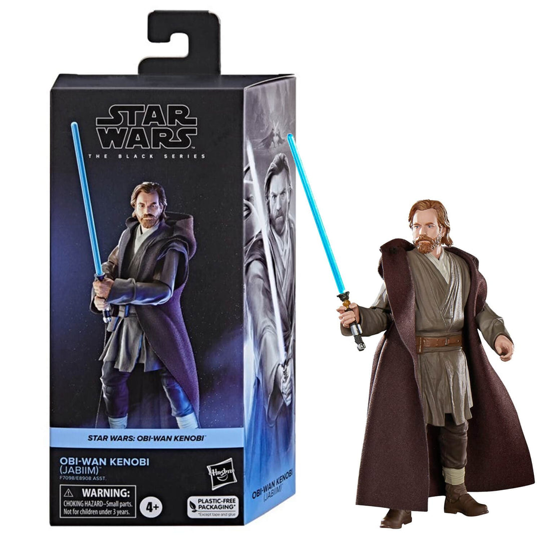 Obi-Wan Kenobi action figure with packaging from Star Wars The Black Series on a white background