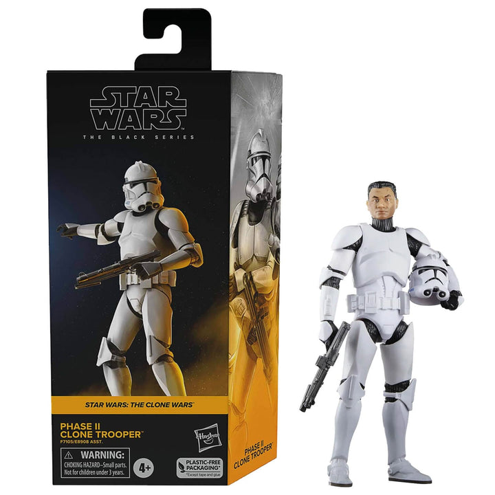 Star Wars Phase II Clone Trooper figure with packaging on a white background