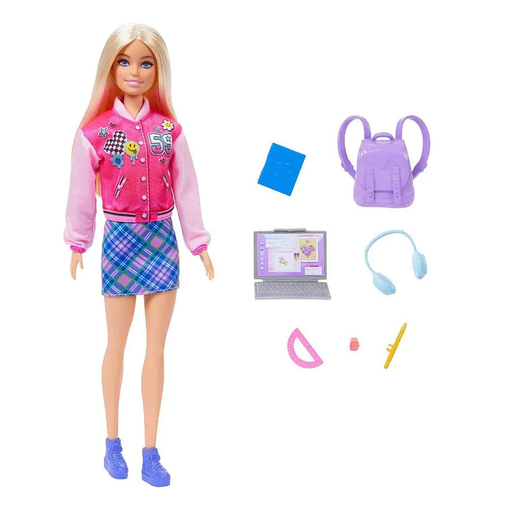 Barbie I love school fashion doll with outfit, backpack, laptop, headphones and more