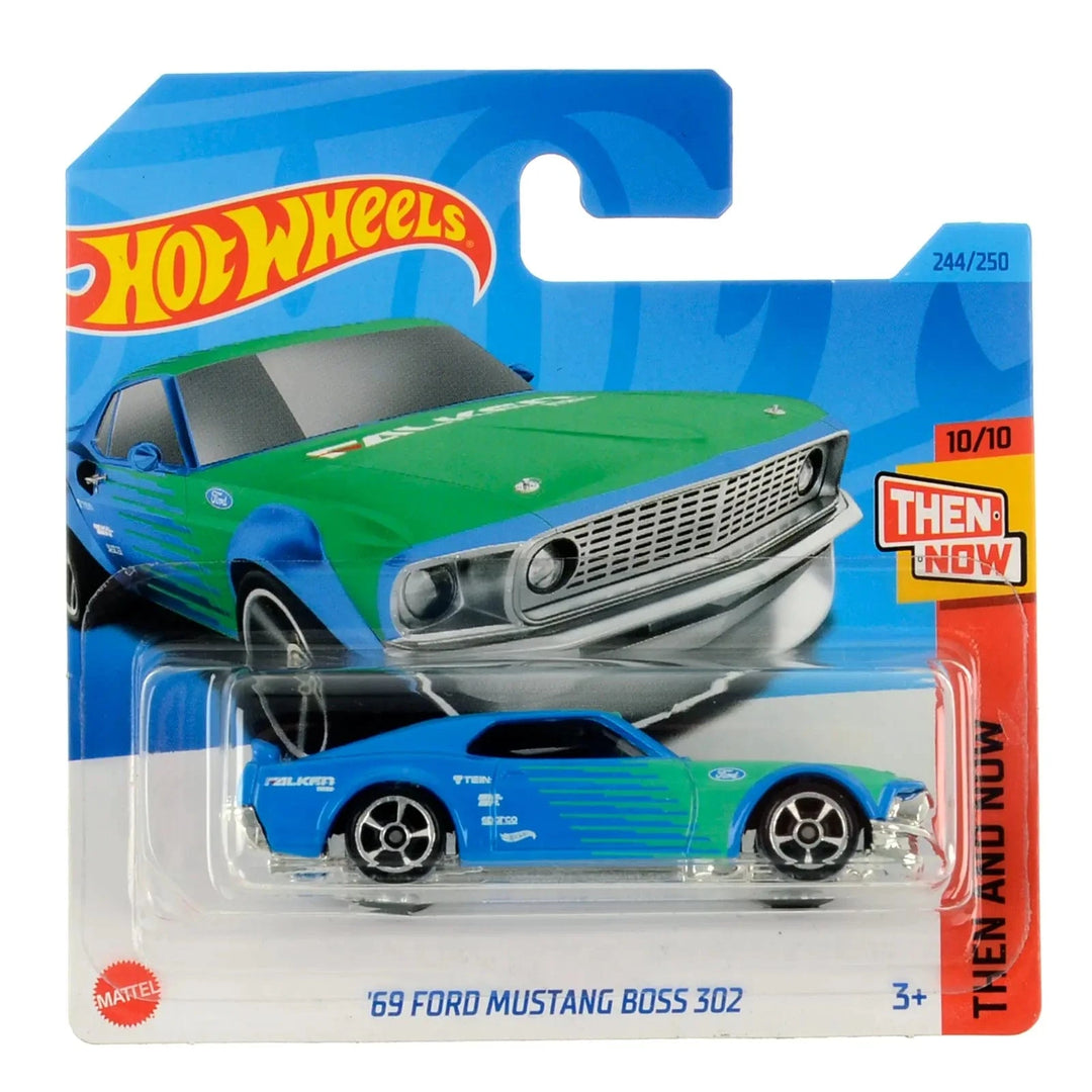 '69Ford Mustang Boss 302 toy car from the Hot Wheels Then & Now collection