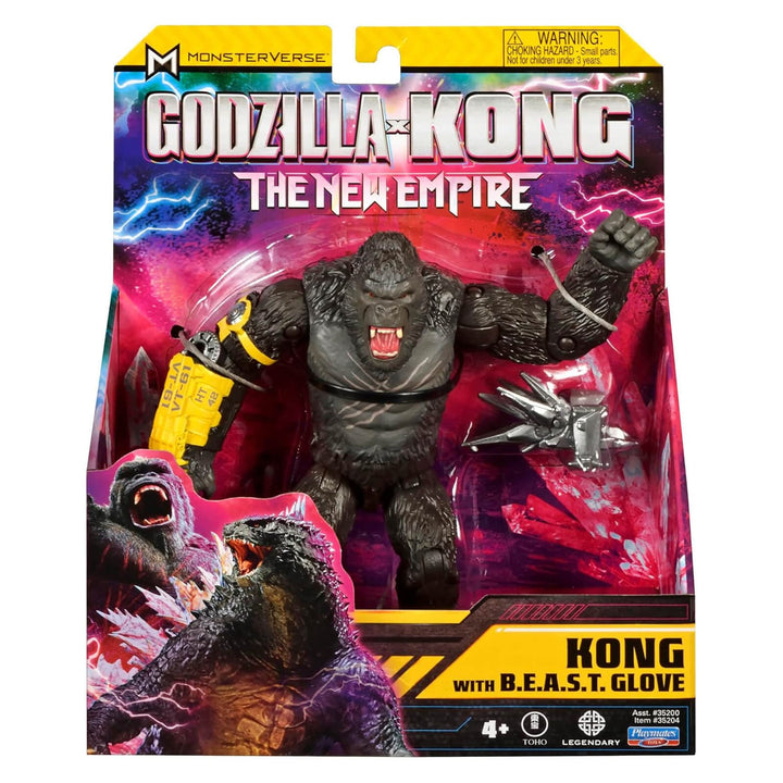 Toy figure packaging of Kong with B.E.A.S.T. Glove from 'Godzilla vs. Kong: The New Empire' series.