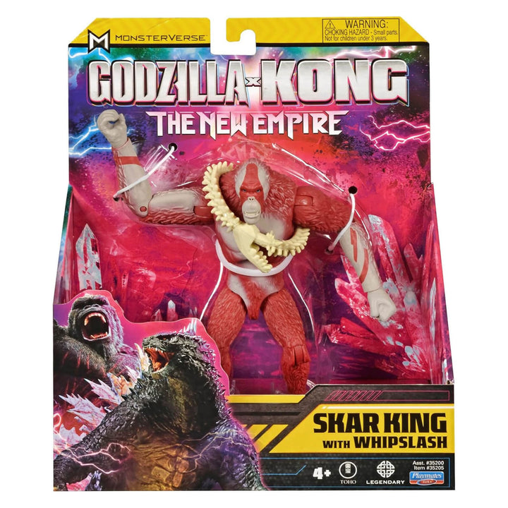Toy figure packaging for Skar King with Whipslash from 'Godzilla vs. Kong: The New Empire' series.