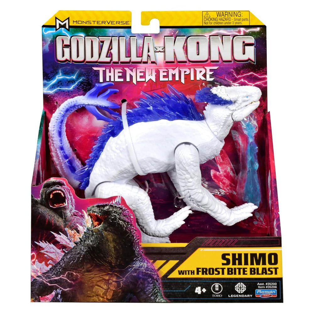 Toy figure of Shimo with Frost Bite Blast from 'Godzilla vs. Kong: The New Empire' in packaging.