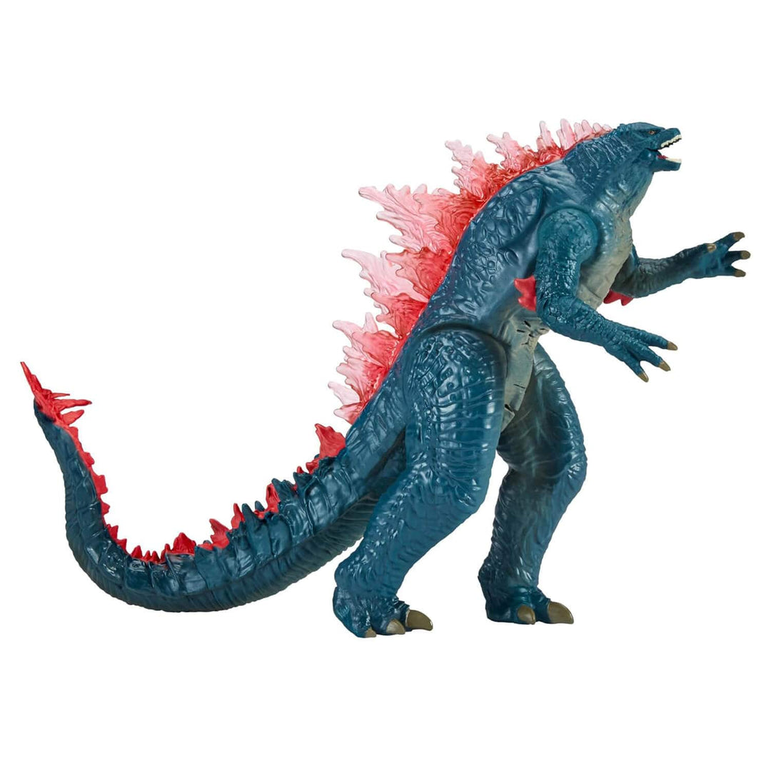 Blue and red monster figurine on a white background