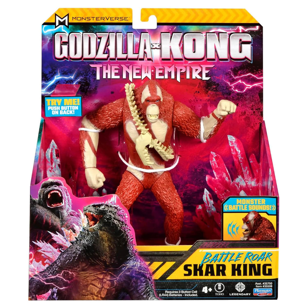 Battle Roar Skar King action figure from 'Godzilla vs. Kong: The New Empire' with colourful design.