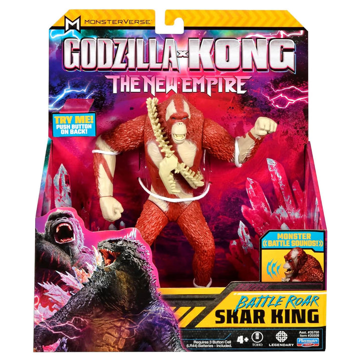 Battle Roar Skar King action figure from 'Godzilla vs. Kong: The New Empire' with colourful design.