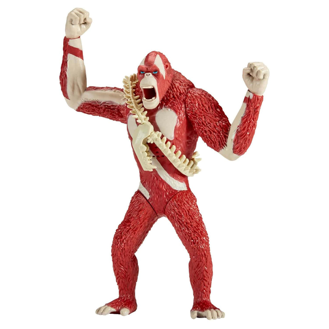 Red gorilla figure with a white chest on a white background