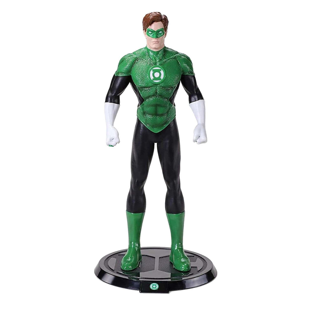 Bendyfigs DC Comics character the Green Lantern on a black display stand