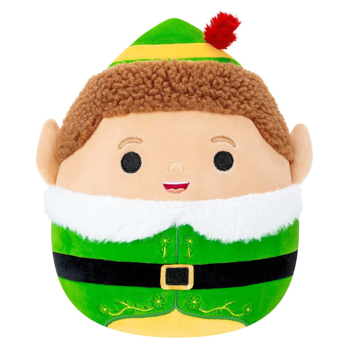 Buddy the Elf Squishmallow plush toy with white fluffy collar and embroidery detailing