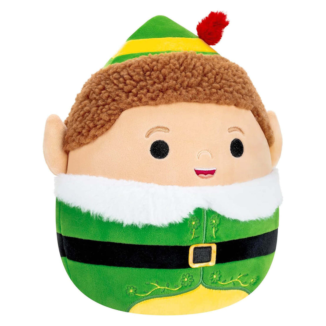 Buddy the Elf Squishmallow plush toy with green jacket trimmed with white faux fur
