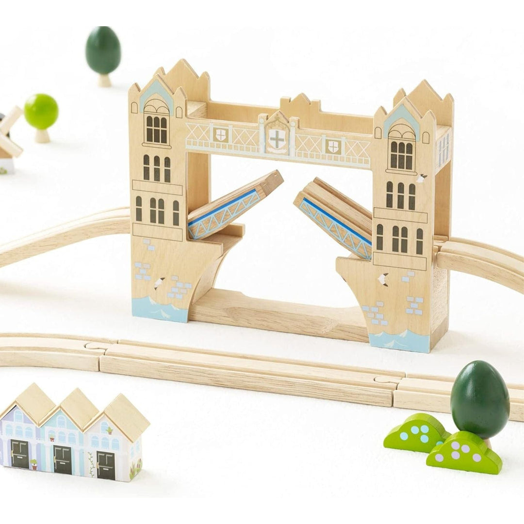london bridge wooden block with wooden train tracks