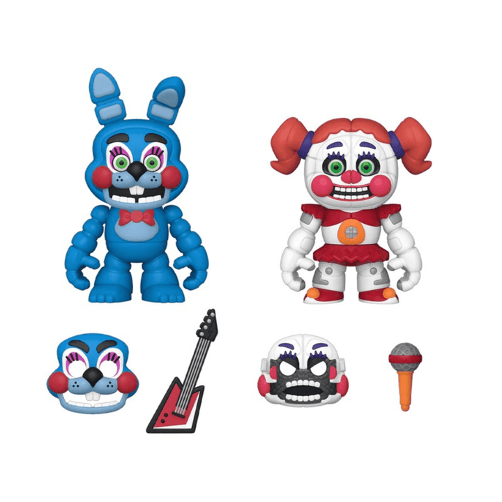 toy bonnie and baby character set with microphone and guitar accessories and additional face swaps
