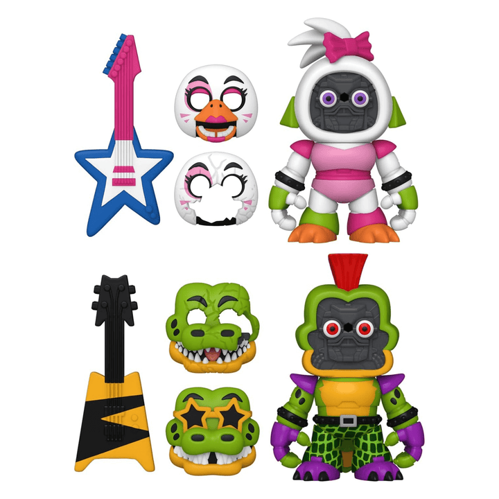 montgomery gator and glamrock chica character set with electric fun guitars and additional face swaps to add to the head.