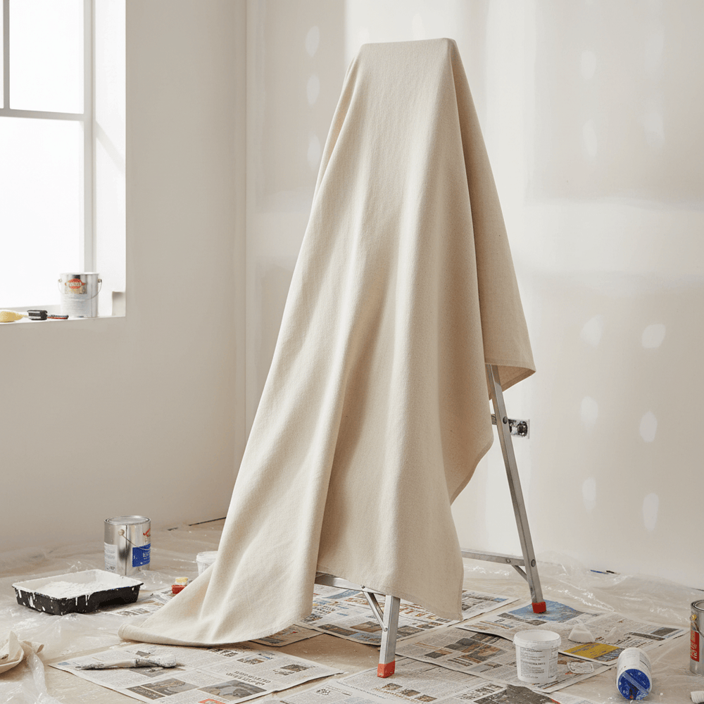 lynwood dust sheet hanging over ladder in room ready to paint