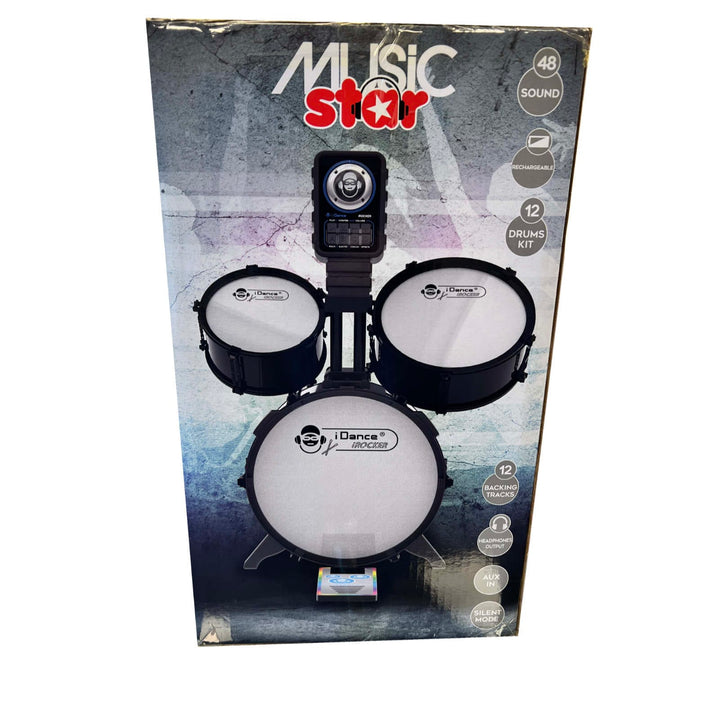 iDance Music Star Electronic Drum Kit – 12-Piece Set with 48 Sounds & Silent Mode