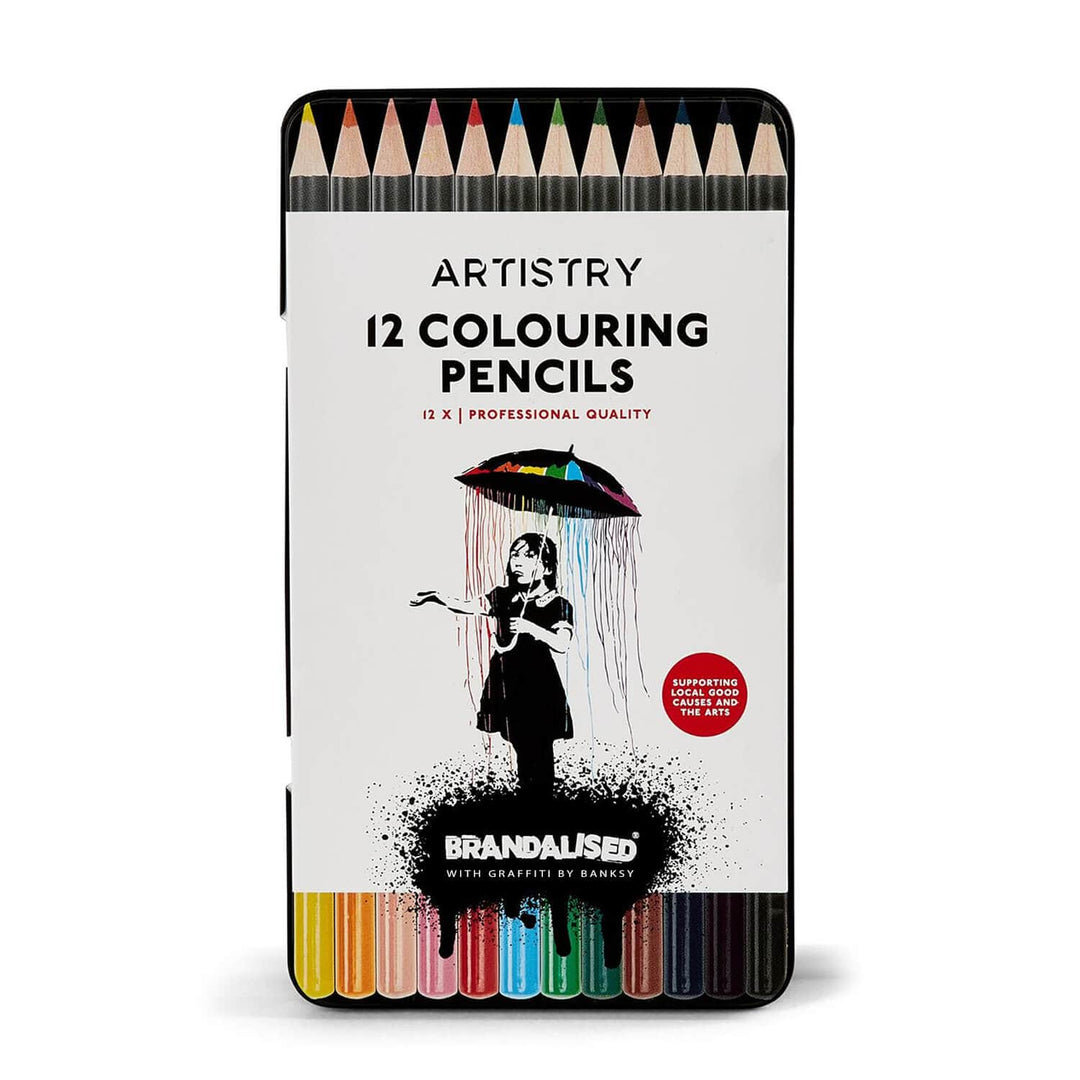Pack of 12 Artistry Colouring Pencils with Brandalised by Banksy graphic